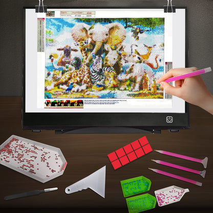 WELZK Diamond Painting Light Board A3, with Large Metal Stand, L:18.5 × W:13.6 inchs Large Diamond Painting Light Pad, Dimmable Diamond Art Light Board