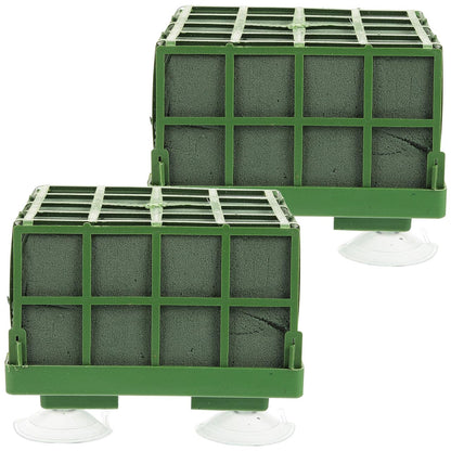 TOPPERFUN 2 PCS Floral Foam Cage, Flower Foam Holder with Suction Cups, Wet Floral Block for Wedding Car Decoration, Foa·m Cage for Flower Arrangements and DIY Bridal Bouquet, 4.32 x 4.32 x 3.54 in