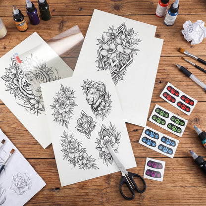 Blulu 15 Sheets Printable Temporary Tattoo Paper for Laser Printer 8.3 x 11.7 Inch DIY Personalized Image Transfer Decal Paper Water-resistant, Skin-Friendly Tattoo Papers for Party Birthday Festivals