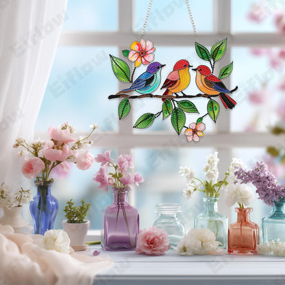 Eiflow Hanging Diamond Art Ornament Kit Bird, Special Crystal Diamonds Painting Pendant for Adults, DIY Acrylic Board Gem Painting Kit for Door Window