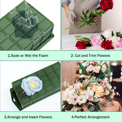 Floral Foam Cage 4pcs, Floral Foam Blocks, Flower Holder for Artificial Flower Arrangement Bulk Dry Floral Block for Christmas, Wedding, Garden Decoration