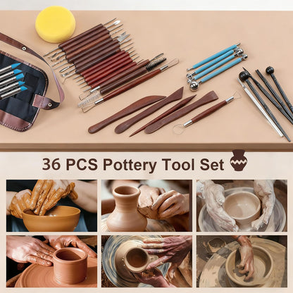 36 PCS Clay Tools Kit, Polymer & Air Dry Clay Sculpting Tools Set, Pottery Tools for Stippling, Carving, Molding, Shaping, Drawing and Dotting for Crafts and Art Projects