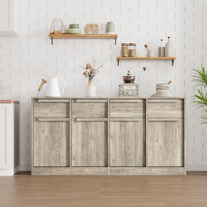 PioneerWorks Sideboard Buffet Cabinet with 4 Drawers, 62.4 Inch Large Coffee Bar Cabinet, Modern Storage Cabinet for Kitchen Dining Room, Gray Buffet Table with Storage, 4 Doors & 4 Drawers