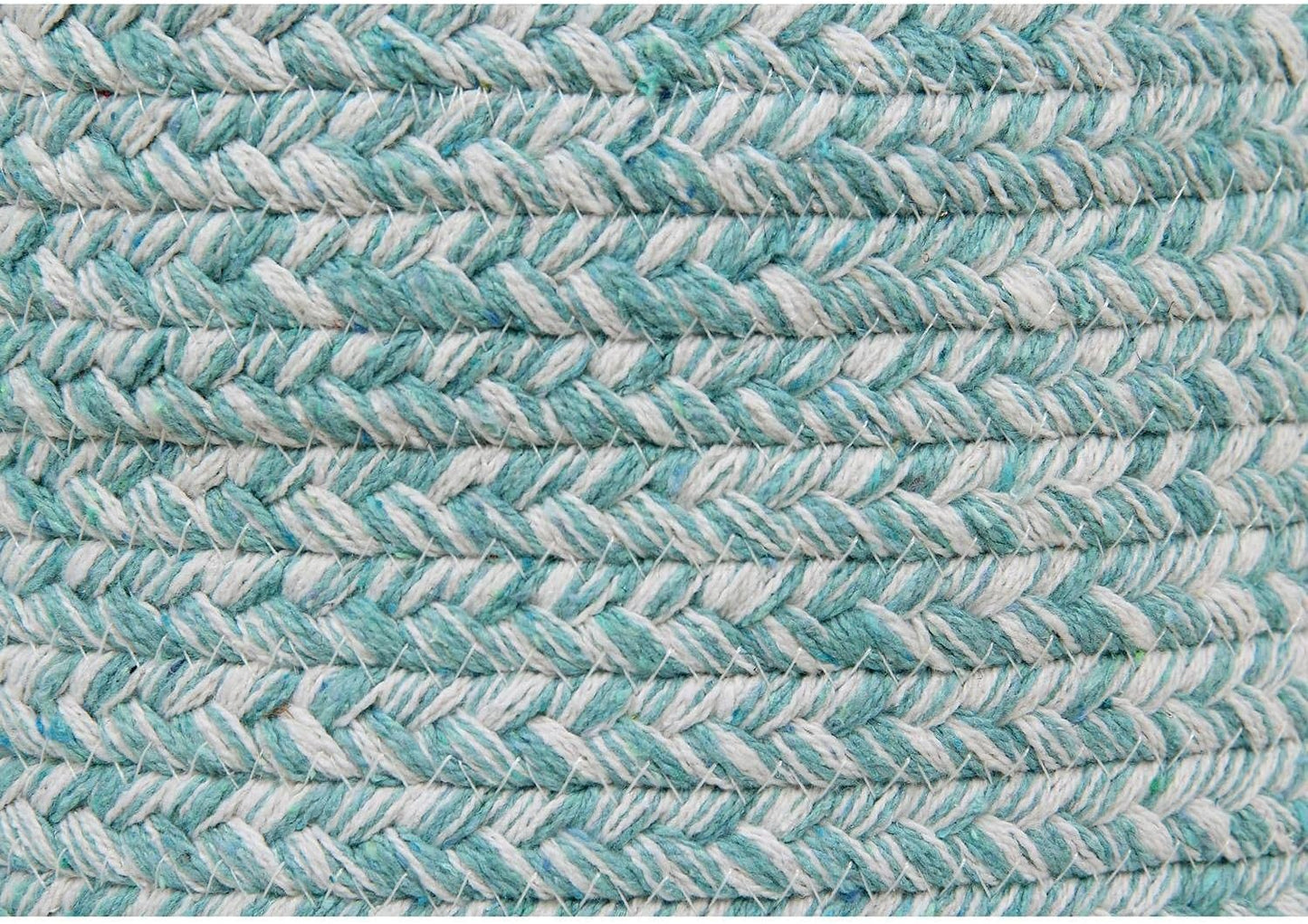 Super Area Rugs Farmhouse Braided Rug, Cotton Kitchen Reversible Carpet, Turquoise & White, 8" X 28"
