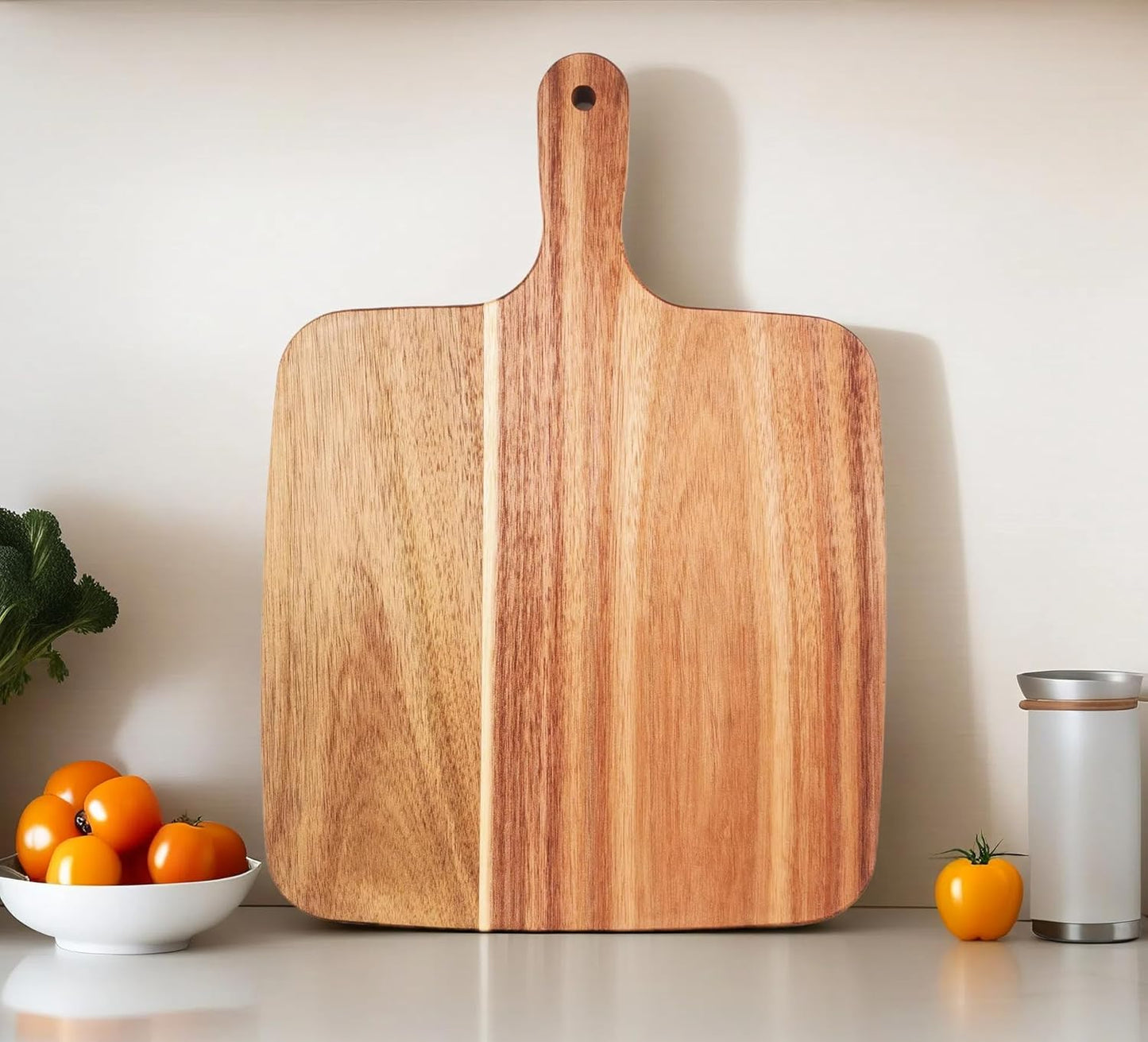 14''X10'' ZeQi Acacia Wood Cutting Board with Handle / Charcuterie Board/Serving Board/Cheese, Bread, Vegetables