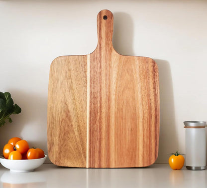 14''X10'' ZeQi Acacia Wood Cutting Board with Handle / Charcuterie Board/Serving Board/Cheese, Bread, Vegetables