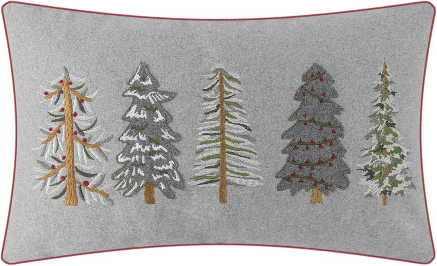 12 20 Inch JWH Christmas Pillow Cover Decorative Green Tree Throw Pillow Embroidery Accent Pillow Case Holiday Cushion