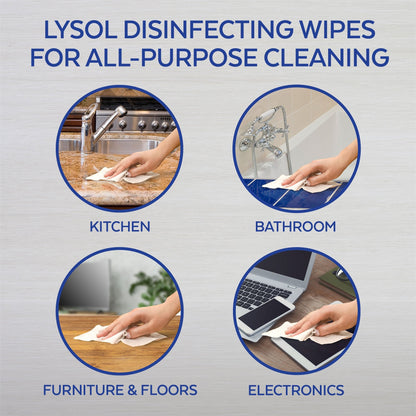 LYSOL Disinfecting Wipes - Lemon & Lime Blossom To-Go Flatpack 15 ct. (Pack of 6)