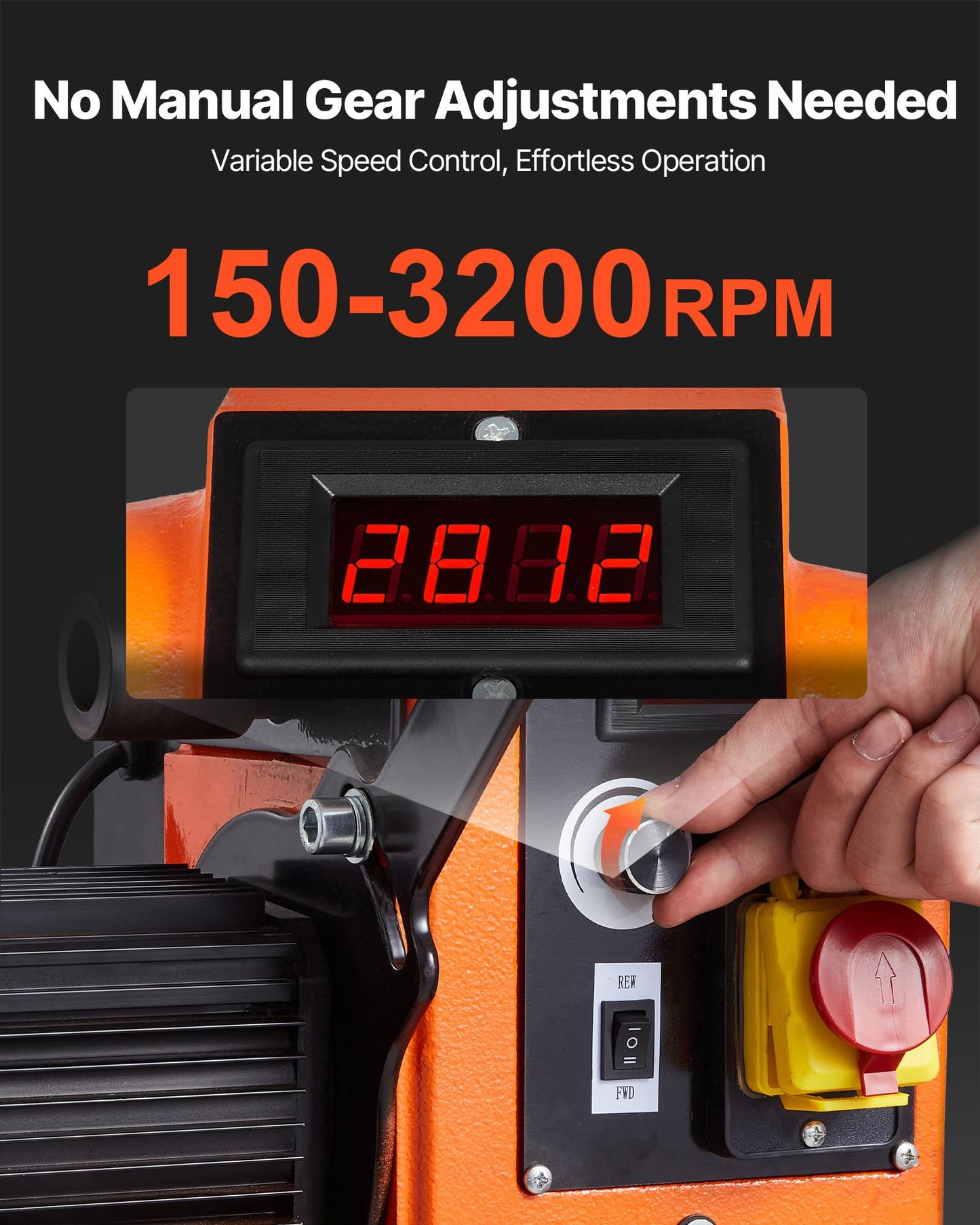 VEVOR 1.5 HP Wood Lathe, 16 x 40 in Wood Lathe Machine with 150 to 3200 RPM Variable Speed Brushless DC Motor Cast Iron Body Tool Rest for Medium to Large Projects Woodworking