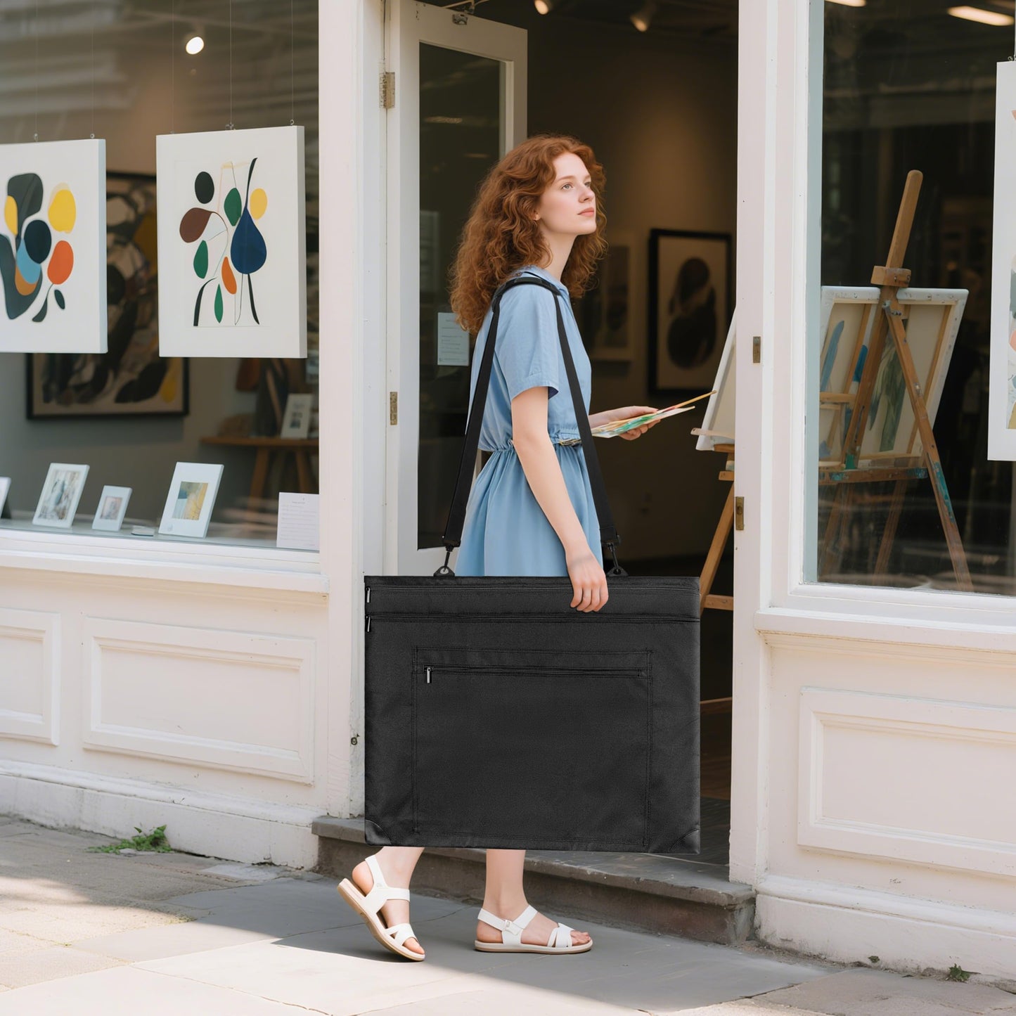 ZKOO Light Weight Art Portfolio Bag, Artist Canvas Case with Detachable Shoulder Strap, Leather Corners, Art Portfolio Case 20 X 24 for Artwork, Poster, Sketching, and Drawing (20" x 24" Black)
