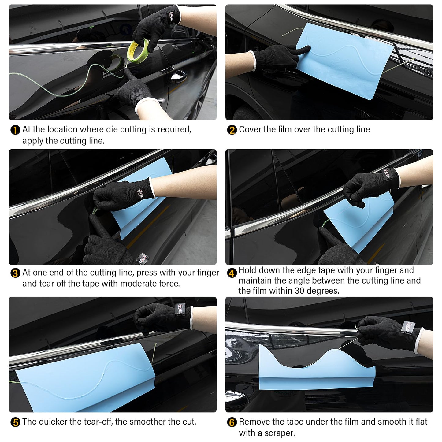 Gomake Professional Knife Less Finish Line 50 Meter Roll (164 Ft) with Anti-Scratch Gloves - Precision Vinyl Wrap Tool for for Car Wraps Clean Curves and Straight Lines