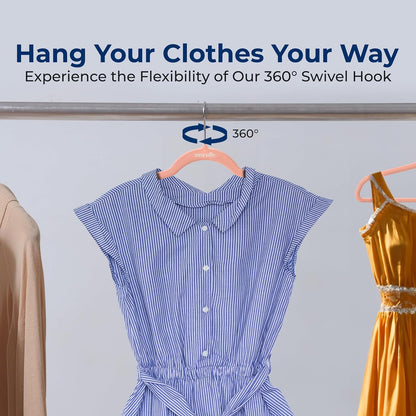 SereneLife Velvet Hangers - Non-Slip Felt with 360° Swivel Hook | Ultra-Thin & Space-Saving Design for Shirts, Sweaters, Dresses & More