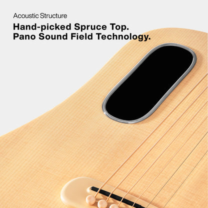 LAVA ME 4 Solid Spruce Top Series,HILAVA 2.0 Smart Acoustics Electric Guitars,right handed,with 3.5 inch TouchScreen,FreeBoost 2.0, Ideal Bag, Woodgrain Brown/Burlywood,36 inch