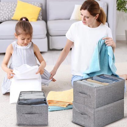 Fixwal 4pcs Wardrobe Clothes Organizer, Foldable Jean Organizer for Drawer, Washable Compartment Storage Bins for