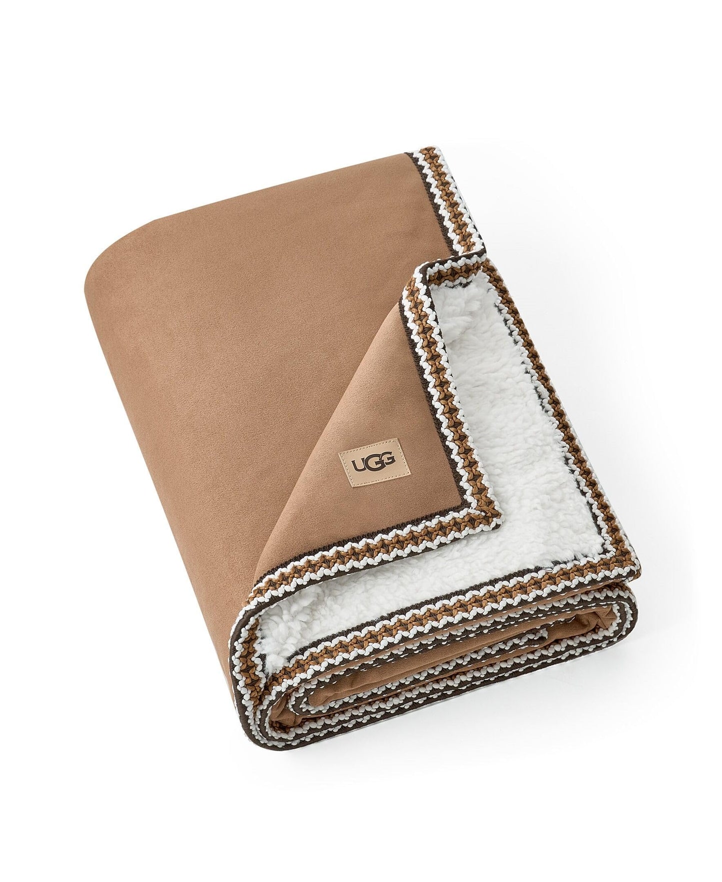 UGG Braid Reversible Throw Blanket – Ultra Soft Throw with Faux Suede and UGGFluff, Cozy Accent for Bedroom or Living Room Decor, Birthday Gifts for Women (Brown, Throw - 50" x 70")