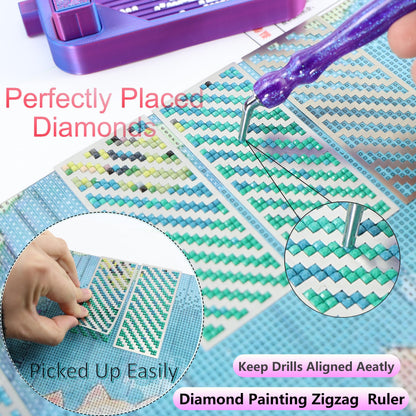 Diamond Art Ruler Stainless Steel 5D Diamond Painting Ruler, Diamonds Alignment Guide Tool for Full or Partial Square and Round Diamonds, Diamond-Paint Fix Tool, Mesh Ruler, Tweezer, 6 Styles