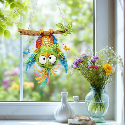 Eiflow Acrylic Diamond Art Hanging Kit for Adults, DIY Diamonds Painting Door Hanger Board Kit, Special Crystal Diamond Art Painting Pendant Ornament (Bird)
