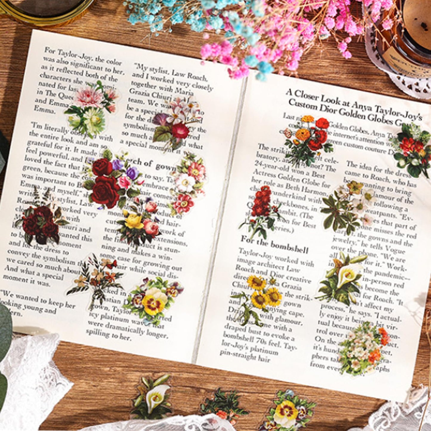 Imeepa Scrapbooking Stickers 480Pcs Plants Stickers, 8 Series Nature Theme, Flowers Mushroom Butterfly Feather Stickers for Scrapbook Journaling DIY Crafts Planners Art