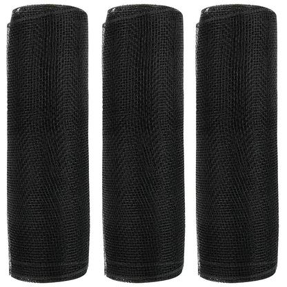 JStnana 3 Rolls Black Poly Burlap Deco Mesh Ribbon for Wreath Crafts, 10 Inch x 30FT Per Roll Decorative Mesh Ribbon Wrapping Ribbon Rolls for Halloween Christmas Tree Wreath Decoration DIY Crafts