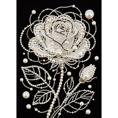 DoxQcs (Unframed DIY Pearl Diamond Art Painting Kit with Black Canvas 9.84X13.78in Shining Diamond Art Craft Resin Gem for Adults Home Wall Decor-Rose