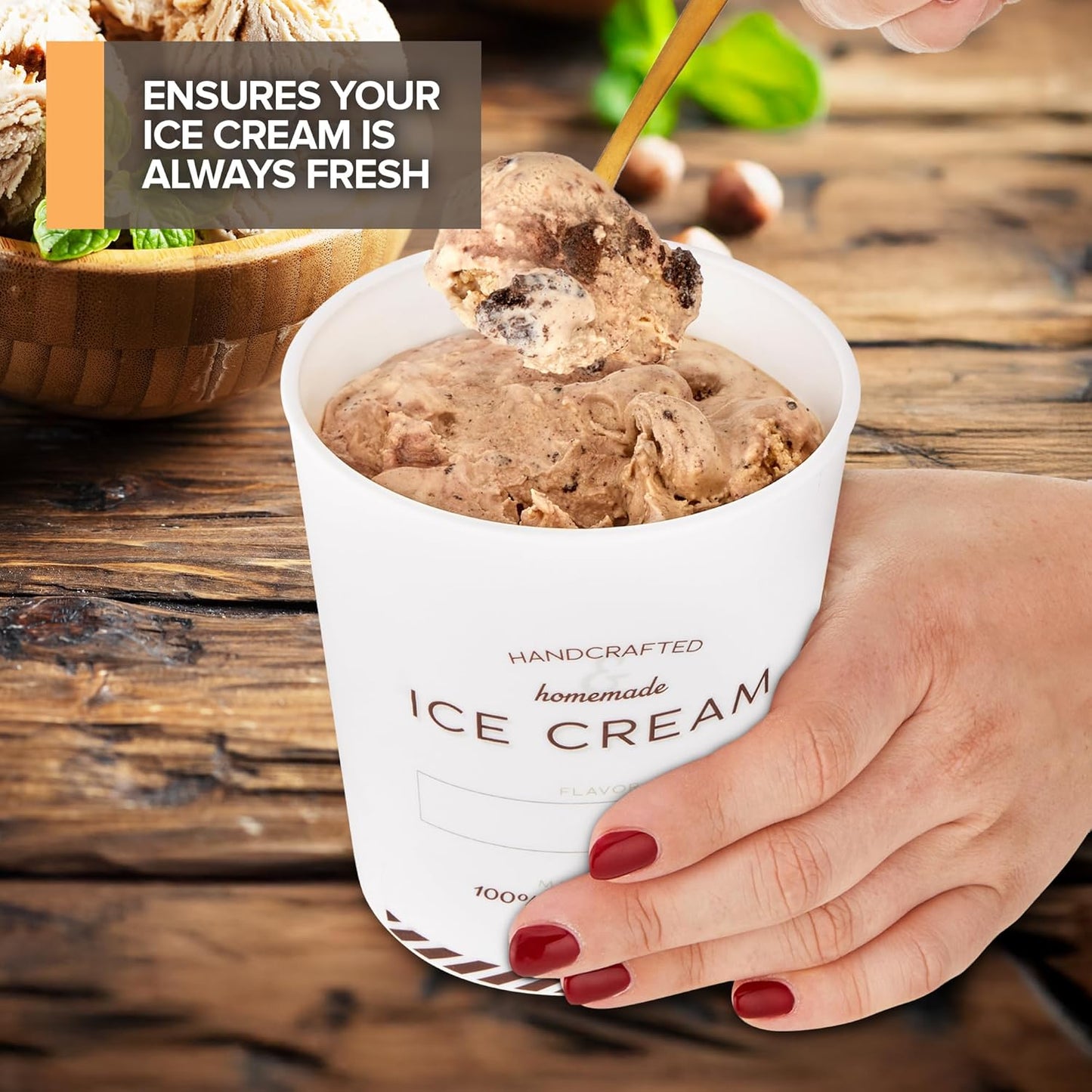 16 oz 4-Pack Frozen 1 Ice Cream Containers with Airtight Silicone Lids ( ) Homemade Ice Cream Container perfect