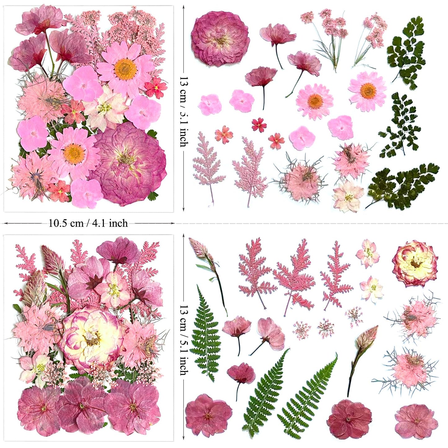 LUCISKY 132Pcs Pink Pressed Dried Flowers and Butterfly for Resin Molds, Real Natural Bulk Dry Floral Leaves Stickers for DIY Art Crafts, Jewelry, Candle, Soap Crafts Making