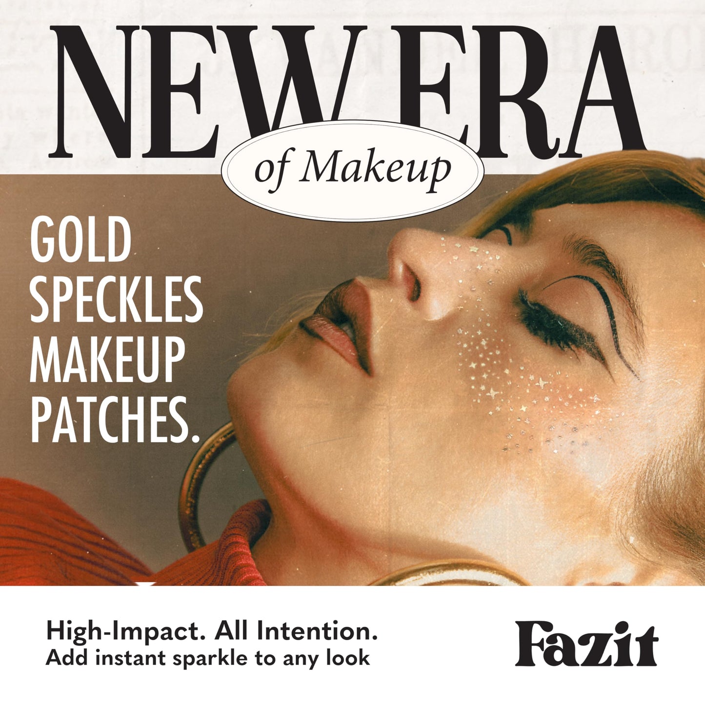 Fazit Gold Speckles - Glitter Freckle Makeup Patches - Shimmering Faux Freckles & Body Glitter - Waterproof, Long-Lasting Instant Glamour for Festivals & Parties - 6 Temporary Makeup Patches Per Pack
