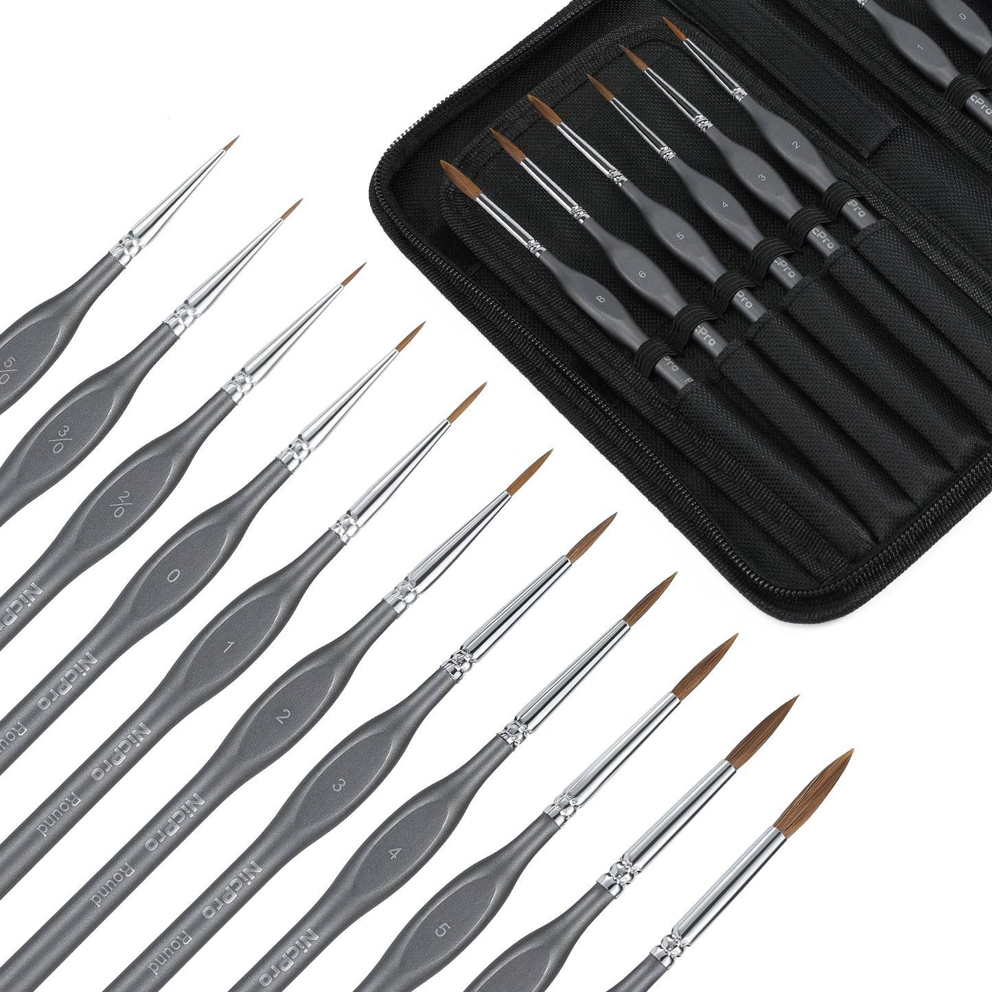 Nicpro Kolinsky Sable Miniature Paint Brushes, 11PCS Fine Detail Paint Brushes for Acrylic Watercolor, Models, Small Fine Detail Paint Brush Set for Mini Paints - Thin Artist Kit with Nylon Holder