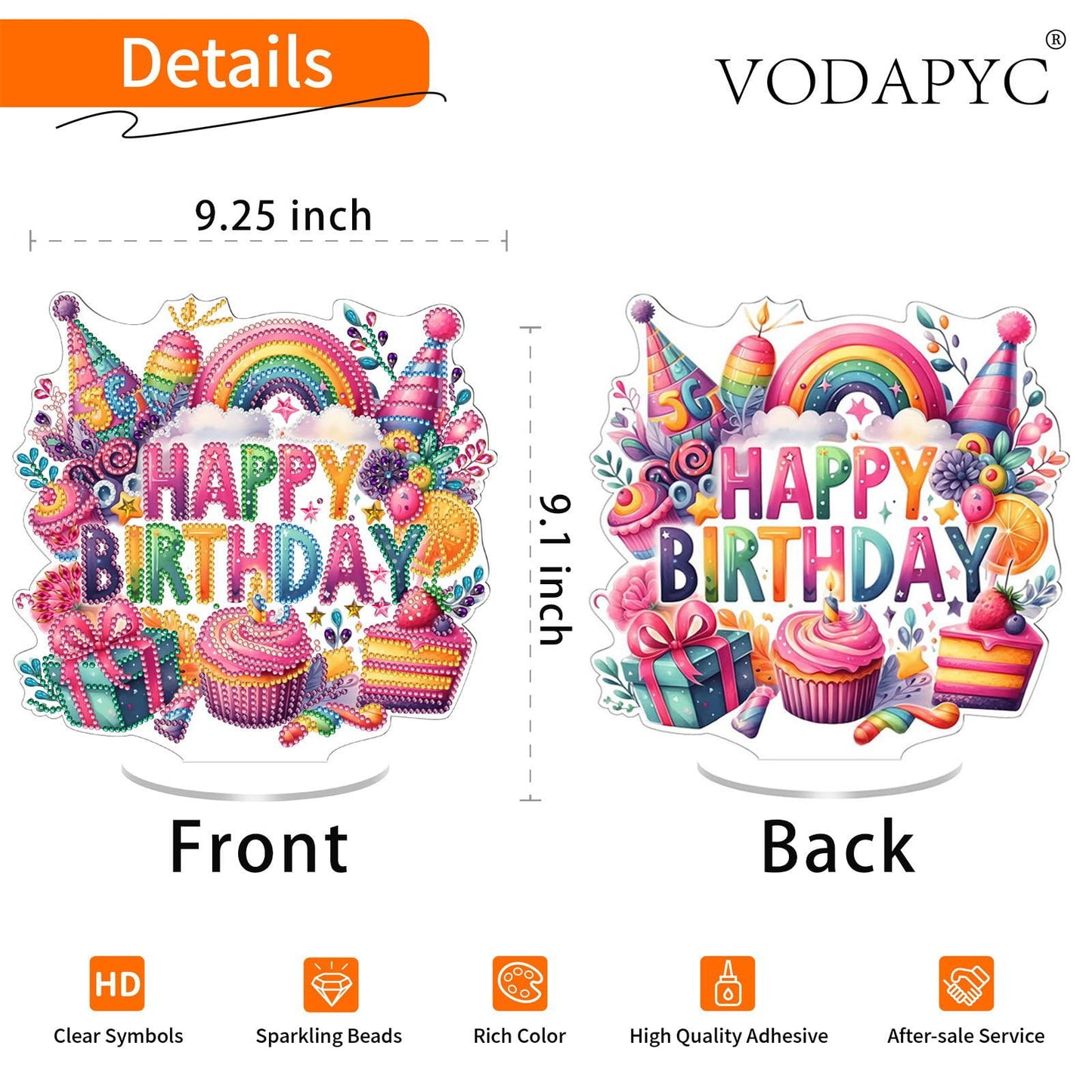 VODAPYC Birthday Party Diamond Art Tabletop Painting Kit, DIY Stand Up Double Sided Special Shaped Diamond Painting Desktop Ornament (Birthday Gift-2)