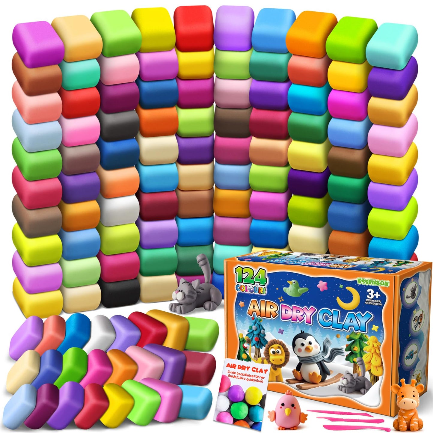 Magic Clay - Air Dry Clay 124 Colors, Modeling Clay for Kids with Tools, Soft & Ultra Light, Toys Gifts for Age 3 4 5 6 7 8+ Years Old Boys Girls Kids