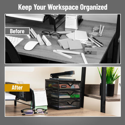 Mind Reader Desktop Accessory Storage, Desk Supplies, Organizer, Office, Metal Mesh, 6.25" L x 6.5" W x 6.5" H, Black