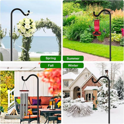 Feed Garden 76'' Heavy Duty Bird Feeder Pole - Adjustable Shepherds Hook for Hummingbird Feeders & Lanterns