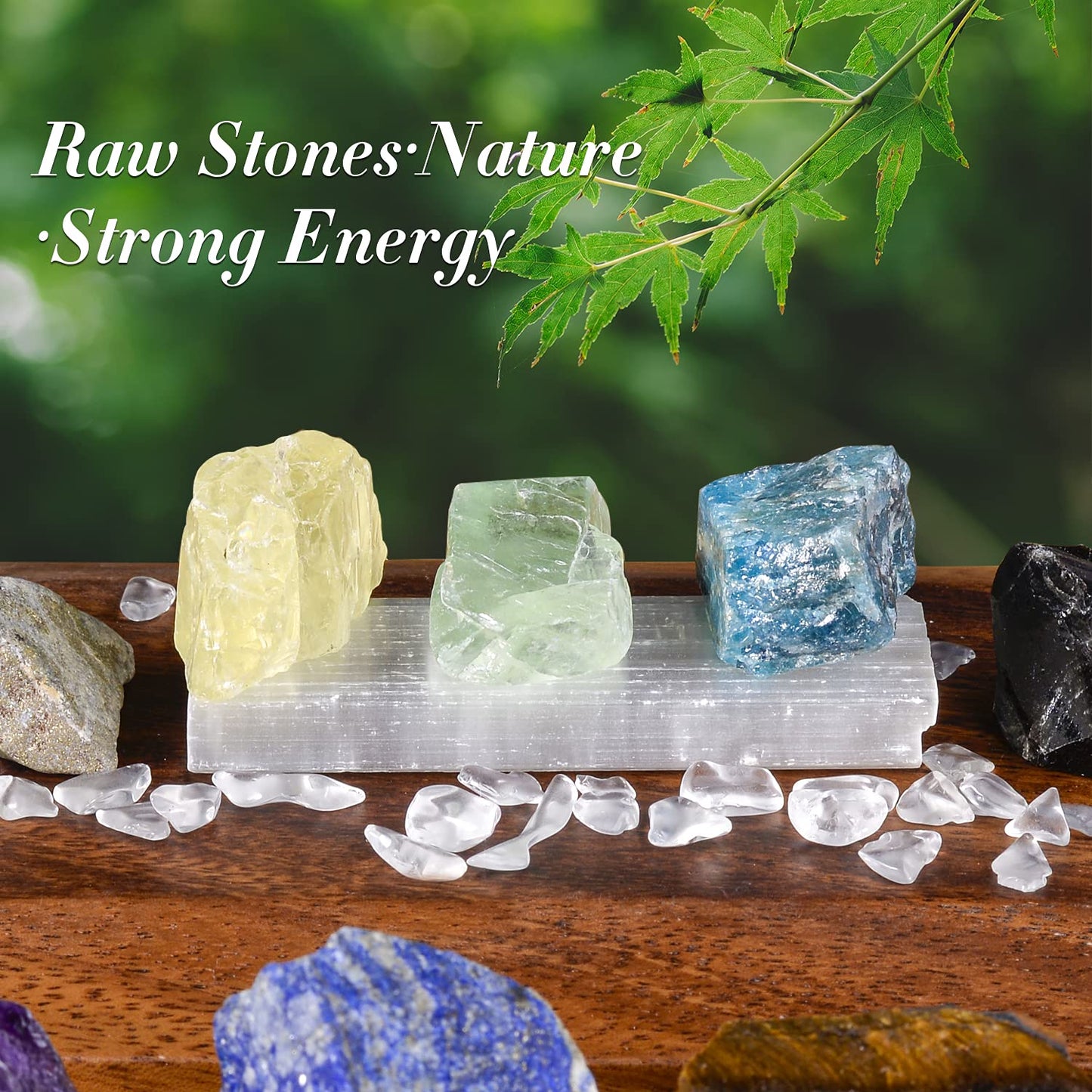 AOOVOO 17Pcs Crystals and Healing Stones, 14Pcs Real Raw Chakra Stones Set, Selenite Charging Plate, Amethyst Necklace, Rose Quartz, Mothers Day Gifts, Gift Box, Guide for Beginners, Collection, Meditation, Yoga