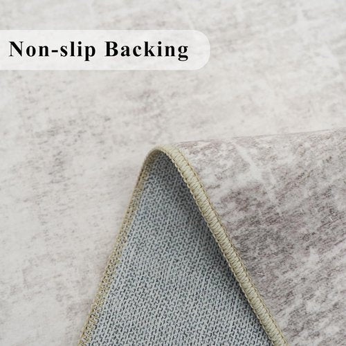 HAOYUNLAI Entryway Area Rug - Soft Washable Carpet with Non-Slip Backing | Distressed Beige/Cream (2x3)