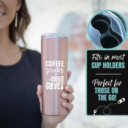 Brooke & Jess Designs Coffee Scrubs Nurse Gifts, Nurse Tumbler, Cups, Mug, Water Bottle for Medical Assistant
