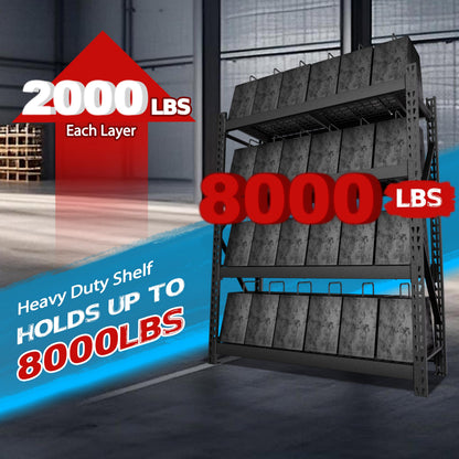 MUPATER 72" W x 24" D x 84" H Heavy Duty Storage Shelves, 8000 Pound Load Capacity, 4-Tier Adjustable Industrial Shelving, Metal Garage Storage Rack for Warehouse, Garage, Kitchen