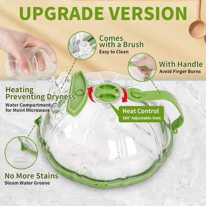 Microwave Splatter Cover for Food Guard - 10 Inch Plate Covers with Water Steamer - Kitchen Essentials