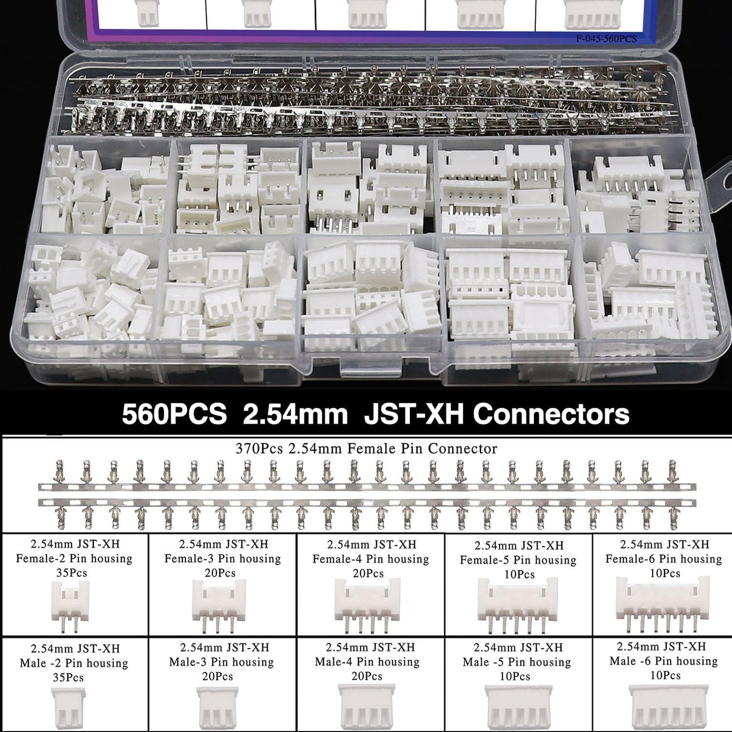 Taiss Dupont Crimping Tool Kit Ratcheting Wire Crimper with 2.54mm 600PCS Dupont Connectors and 560PCS JST XH Connectors,Dupont Crimper,JST Crimper(0.08-0.5mm² 28-20AWG)