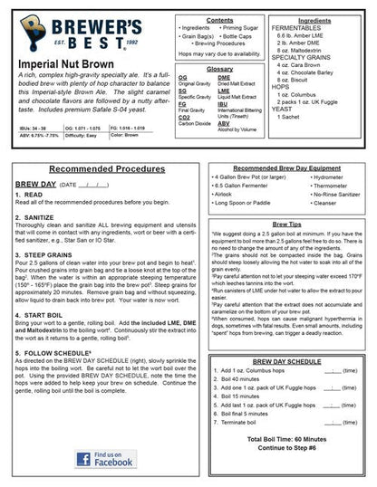 Imperial Nut Brown Homebrew Beer Ingredient Kit