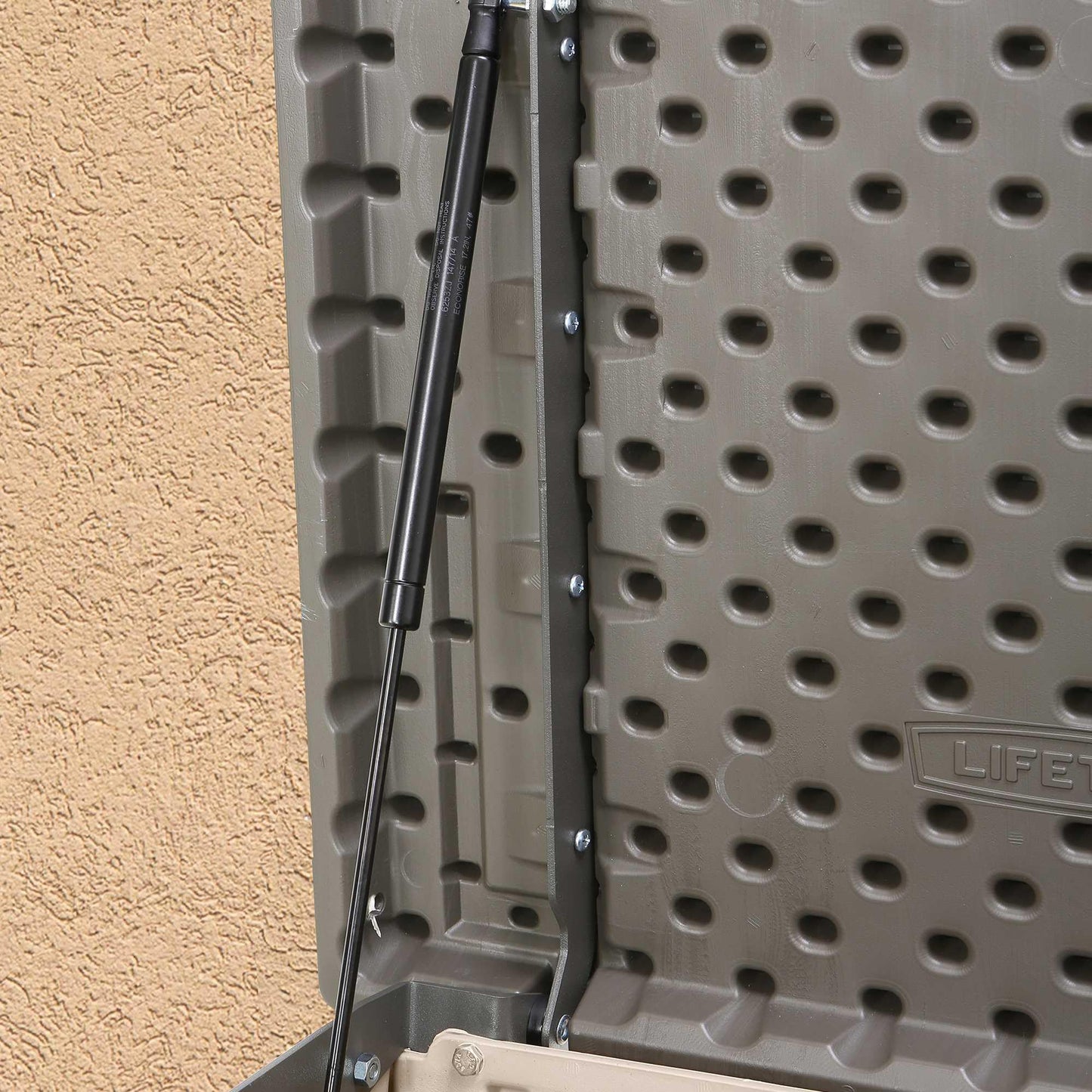 LIFETIME Large Horizontal Outdoor Deck Storage Box, Lockable Spring-Hinge Lid, 561 Gallon Capacity