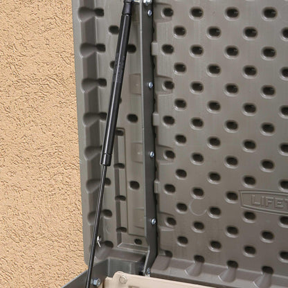 LIFETIME Large Horizontal Outdoor Deck Storage Box, Lockable Spring-Hinge Lid, 561 Gallon Capacity