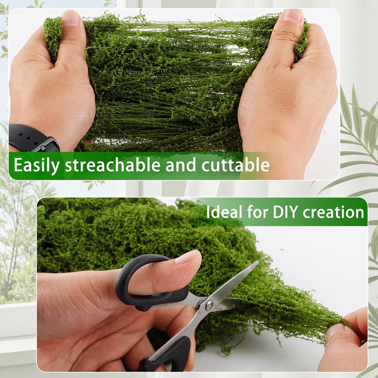 Yomirduy Artificial Moss for Crafts, 10.6OZ Fake Green Moss for Potted Plants, DIY Decorative, Walls,Table Centerpieces Decor Fairy Garden Model Making (300g)