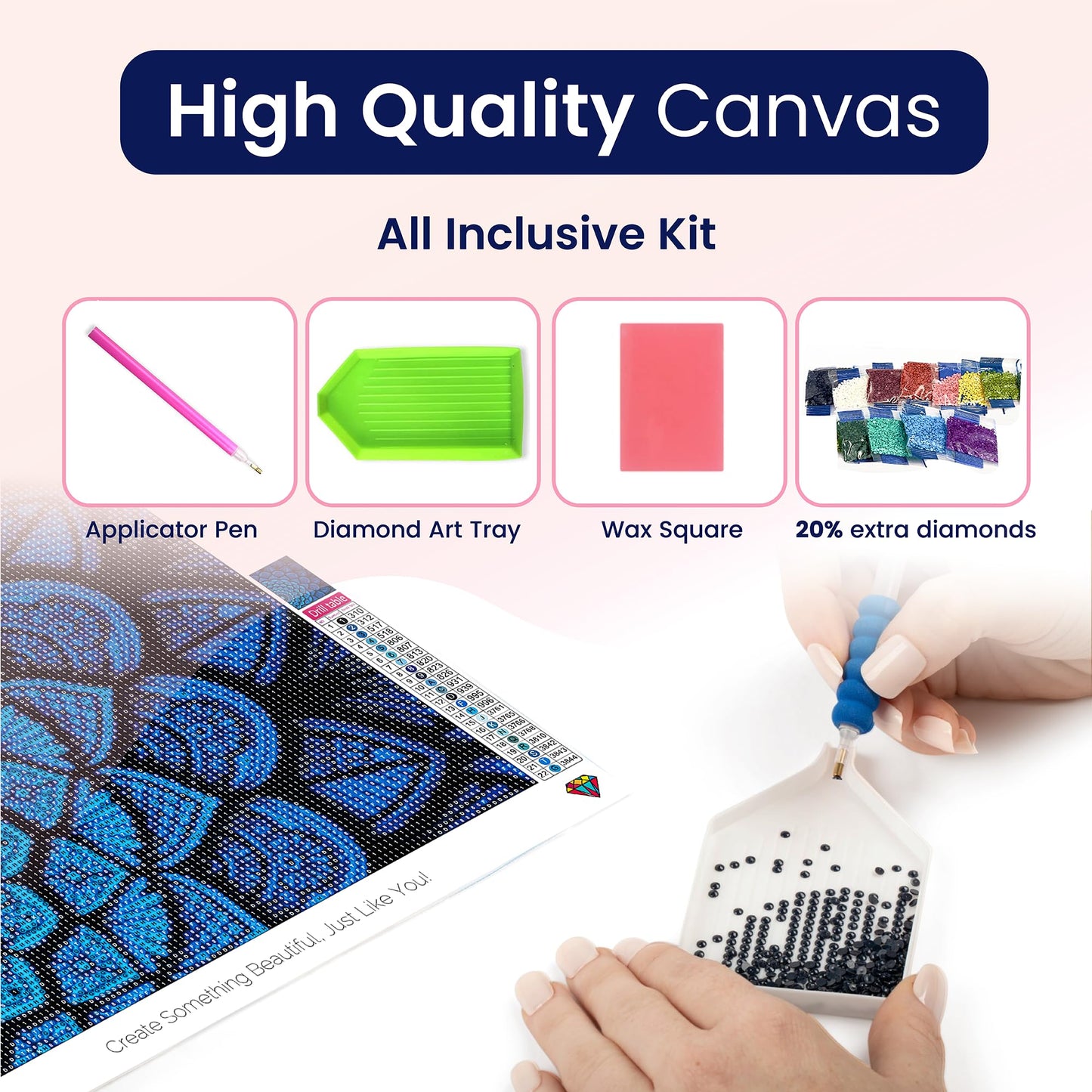 Modern Merch Mandala Diamond Art Kits for Adults, Blue and Black Pattern 5D Diamond Painting for Adults, DIY Mandala Wall Art, Cross Stitch Pattern Gem Art, Full Round Drill 12x16