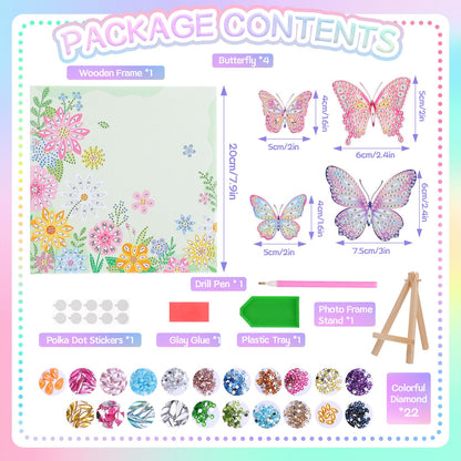 Ovveroche Arts and Crafts for Kids Ages 8-12, Butterfly Diamond Art Kits with Stand, 6 7 8 9 10 11 Year Old Girls Birthday Gifts 3D DIY Big Gem Dots Paintings for Teen Adult Beginner Home Wall Decor