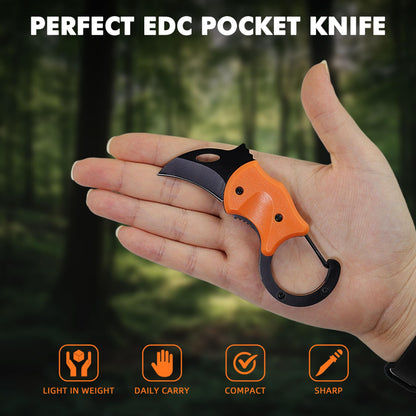 Father's Day, Mother's Day, Easter, Memorial Day, Birthday Gifts for Him/Her/Men/Women, Orange Keychain Pocket Knife with Safety Lock, Carabiner - Compact EDC Tool for Daily Use, Gifts for Father/Mother/Boyfriend/Girlfriend/Husband/Wife (Gift Box)