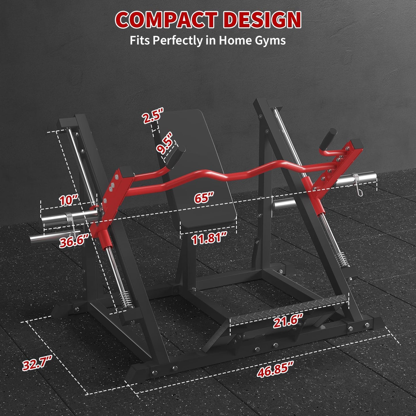 Home Gym Linear Row Machine, Plate-Loaded Smith-Style Back Trainer with Linear Bearings, Compact Multi-Grip Equipment for Small Spaces (Suitable for Beginners & Advanced Lifters)