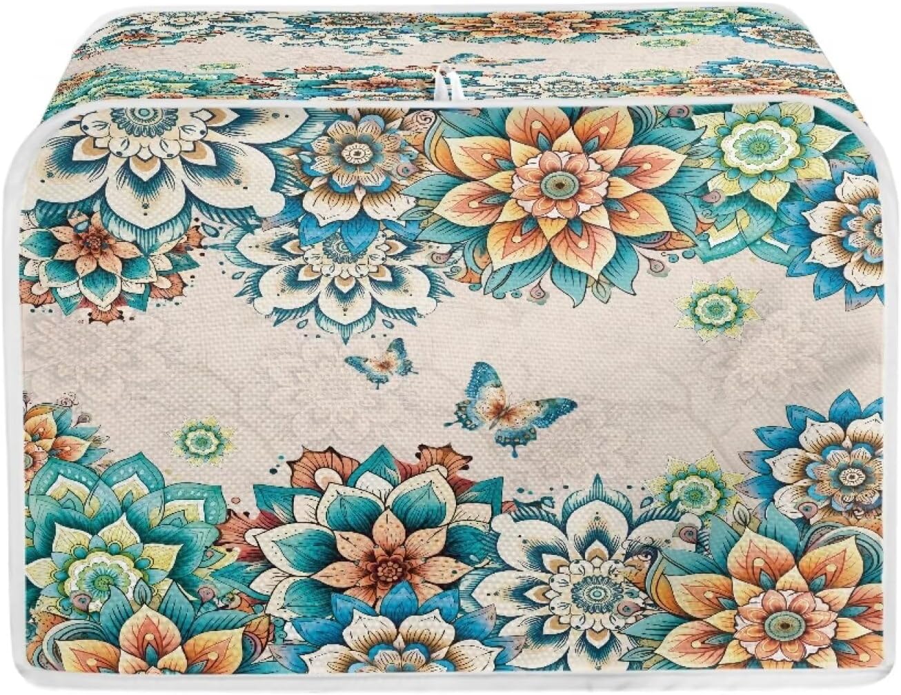 Quilted Boho Toaster Oven Covers, 4 Slice Kitchen Small Appliance Covers, Universal Size Dustproof Cover for Women Gift