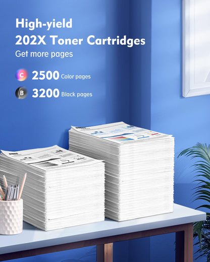 202X Toner Cartridges - High Yield 4 Pack Compatible Replacement for HP 202X Toner Cartridges, MFP M281fdw 202A Toner, for HP Color Laserjet Pro MFP M281fdw M281cdw M281fdn M254dw M254dn | CF500X