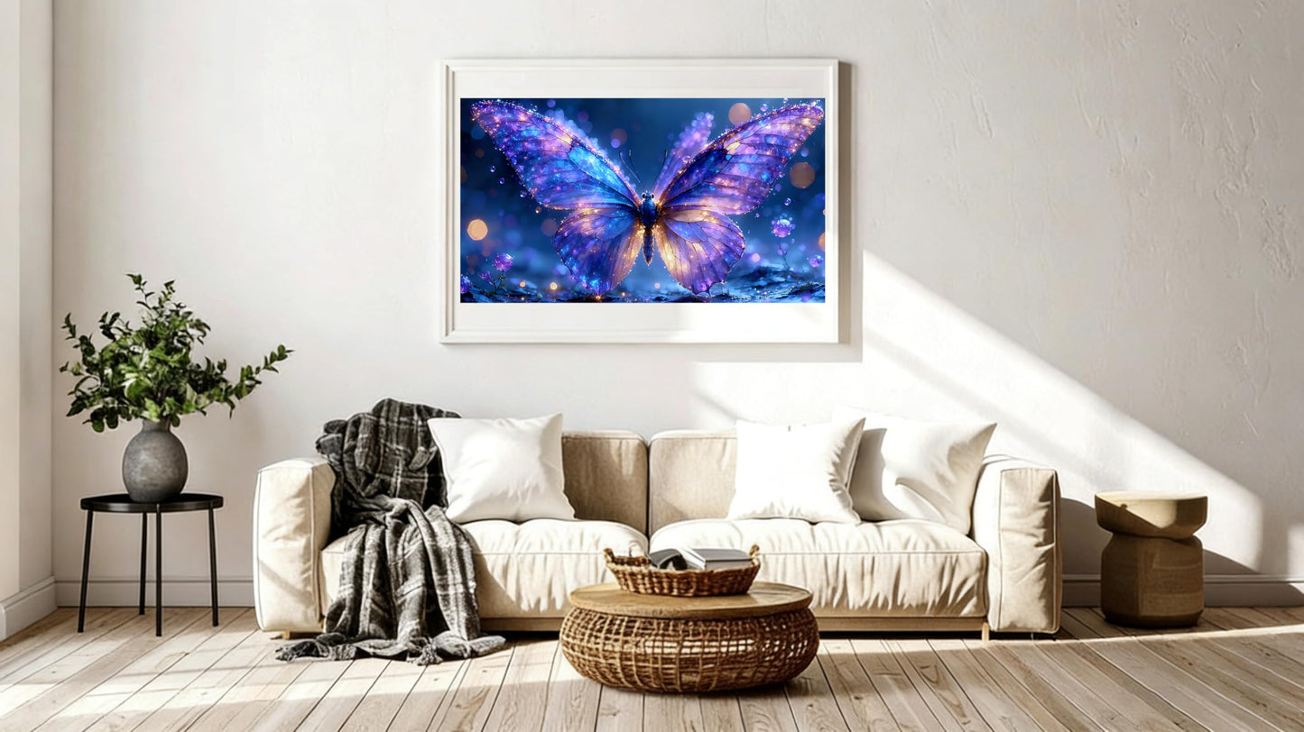 Gikboup Butterfly Diamond Art Kits Magical 5D Full Round Drill Diamond Painting for Adults Beginners, Perfect Relaxing Gift DIY Gem Art for Home Wall Decor 16"x12".