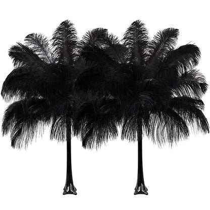 Natural Black Ostrich Feathers Bulk 40 Pack, 10-12 in, 8-10 in (20 Pcs Each), for DIY Vase Craft Wedding Party Centerpieces Christmas Decoration